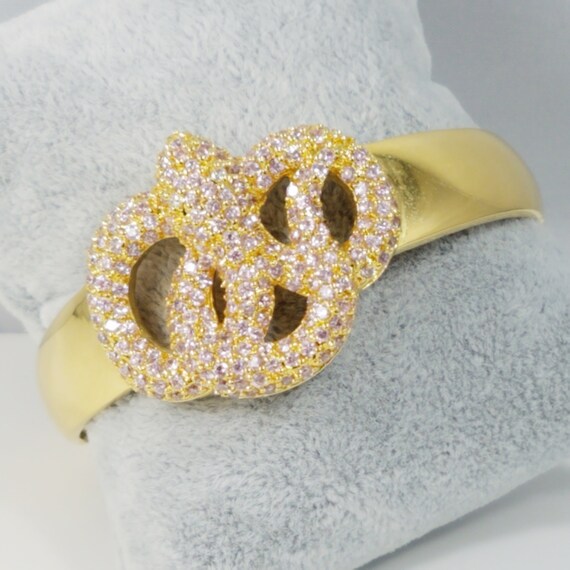 Snake Rhinestone Cuff Bracelet, Gold Plated, Vint… - image 9