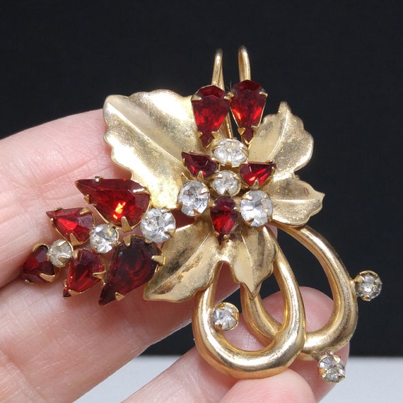 Scitarelli Gold Plated Brooch & Pendant, Red and … - image 9