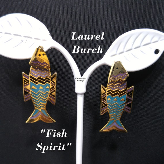 Laurel Burch "Fish Spirit" Post Dangle Earrings, … - image 1