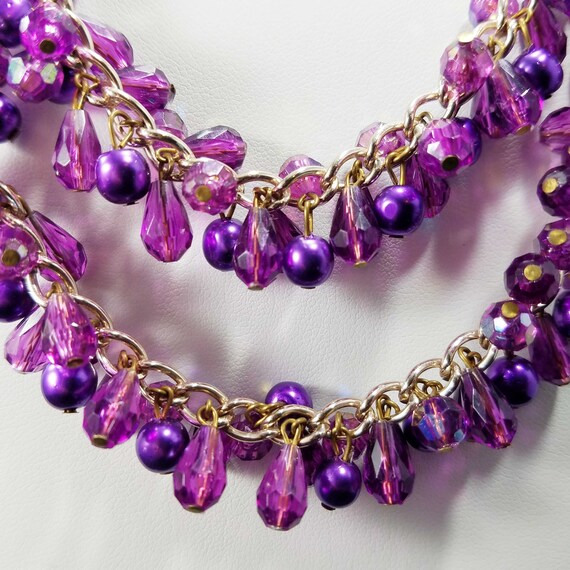 Western Germany Purple Gold Beaded Necklace, 1960… - image 5