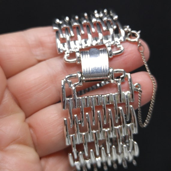 Judy Lee Wide Woven Metal Bracelet, Silver Tone, … - image 8