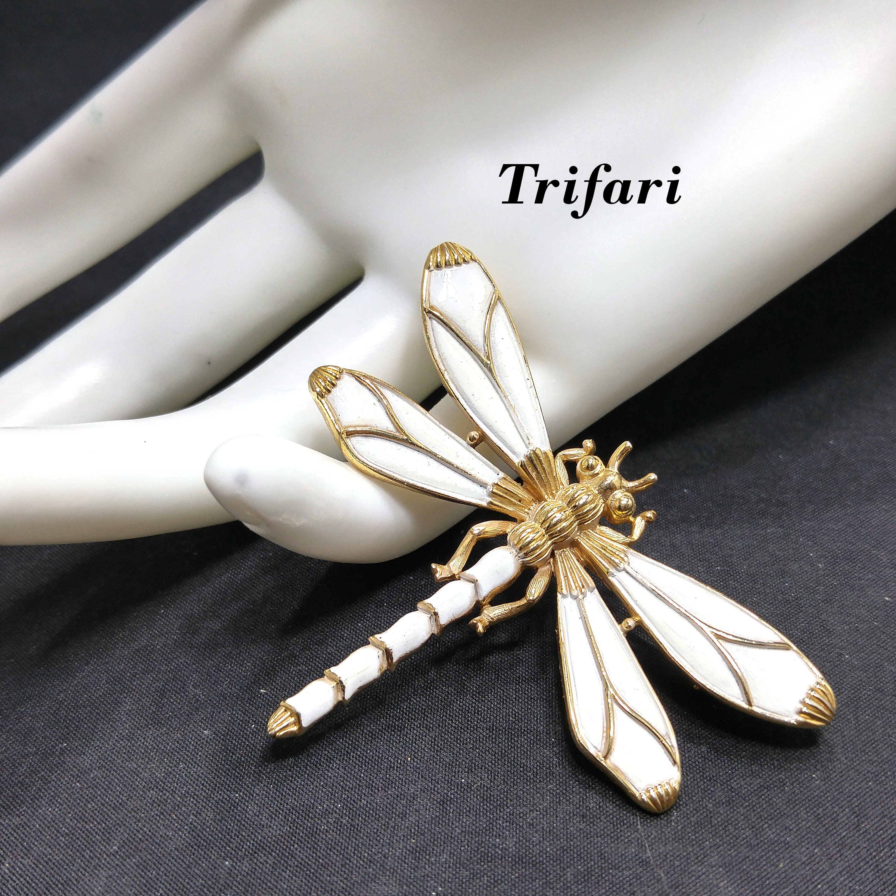 希少】1940年代 トリファリ 王冠 ブローチ 赤カボション ヴィンテージ