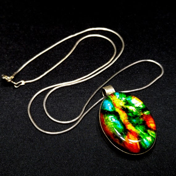 Vintage Italy Art Glass Pendant, Sterling Silver,… - image 3