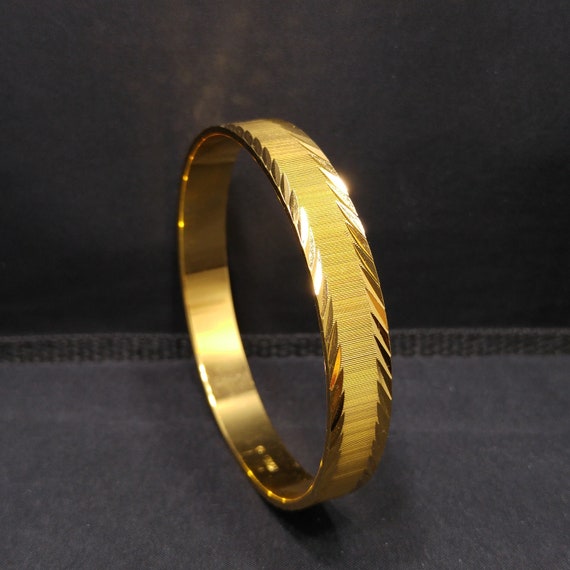 Monet Textured Bangle Bracelet, Gold Plated, 1960… - image 10