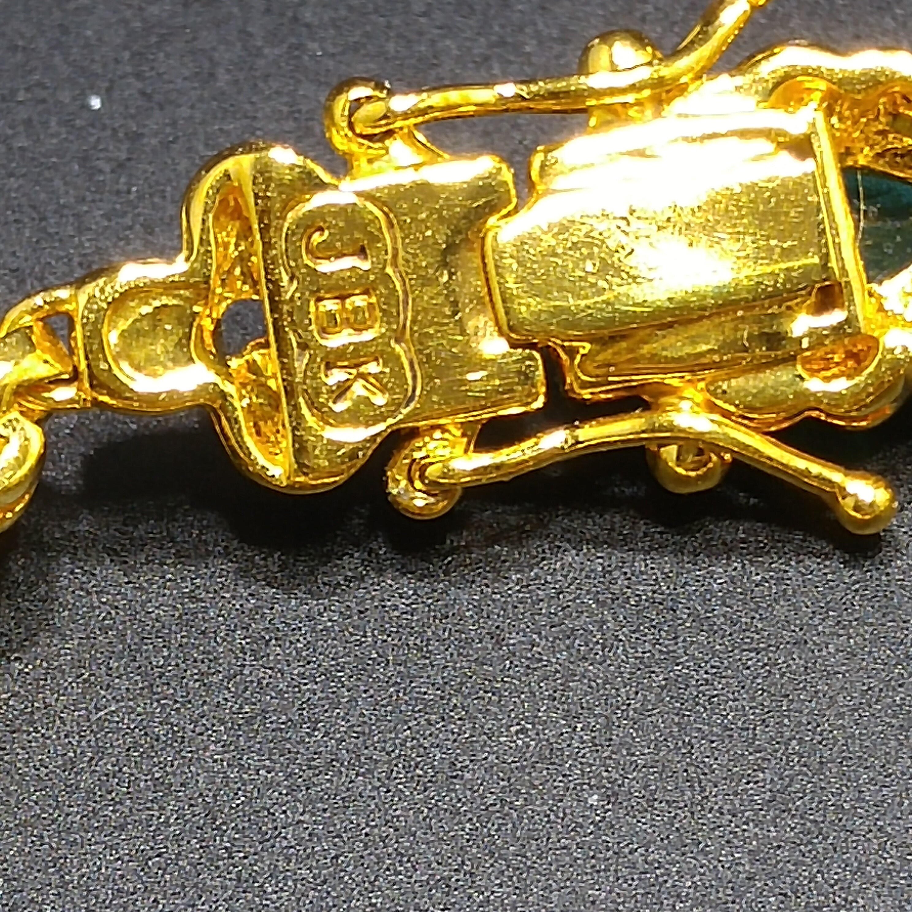 Jacqueline B Kennedy Bracelet, Gold Plated, Faux Emerald
