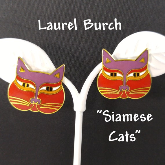 Laurel Burch "Siamese Cats" Post Earrings, 1980s V