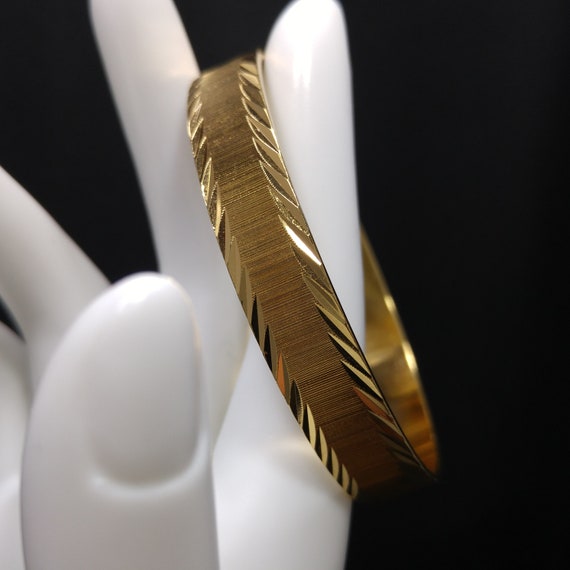 Monet Textured Bangle Bracelet, Gold Plated, 1960… - image 2