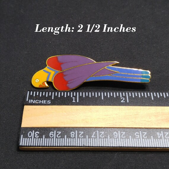 Laurel Burch "Cezanne" Parrot Brooch, Gold Plated… - image 5