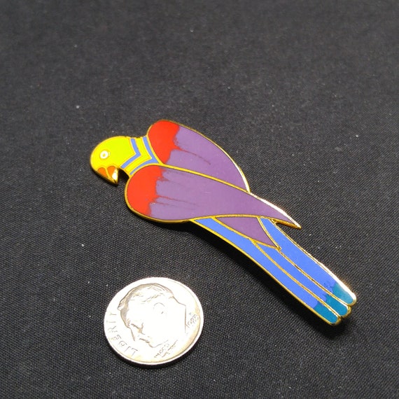 Laurel Burch "Cezanne" Parrot Brooch, Gold Plated… - image 7