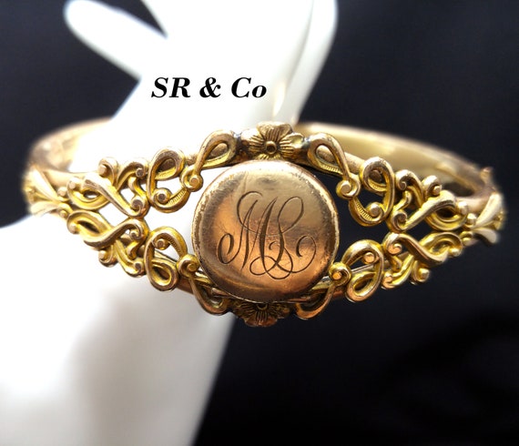 Antique Victorian Locket Bracelet Bangle