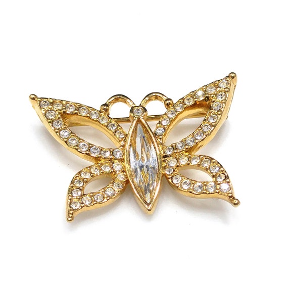 Swarovski Butterfly Swan Logo Small Brooch, Gold Plat… - Gem