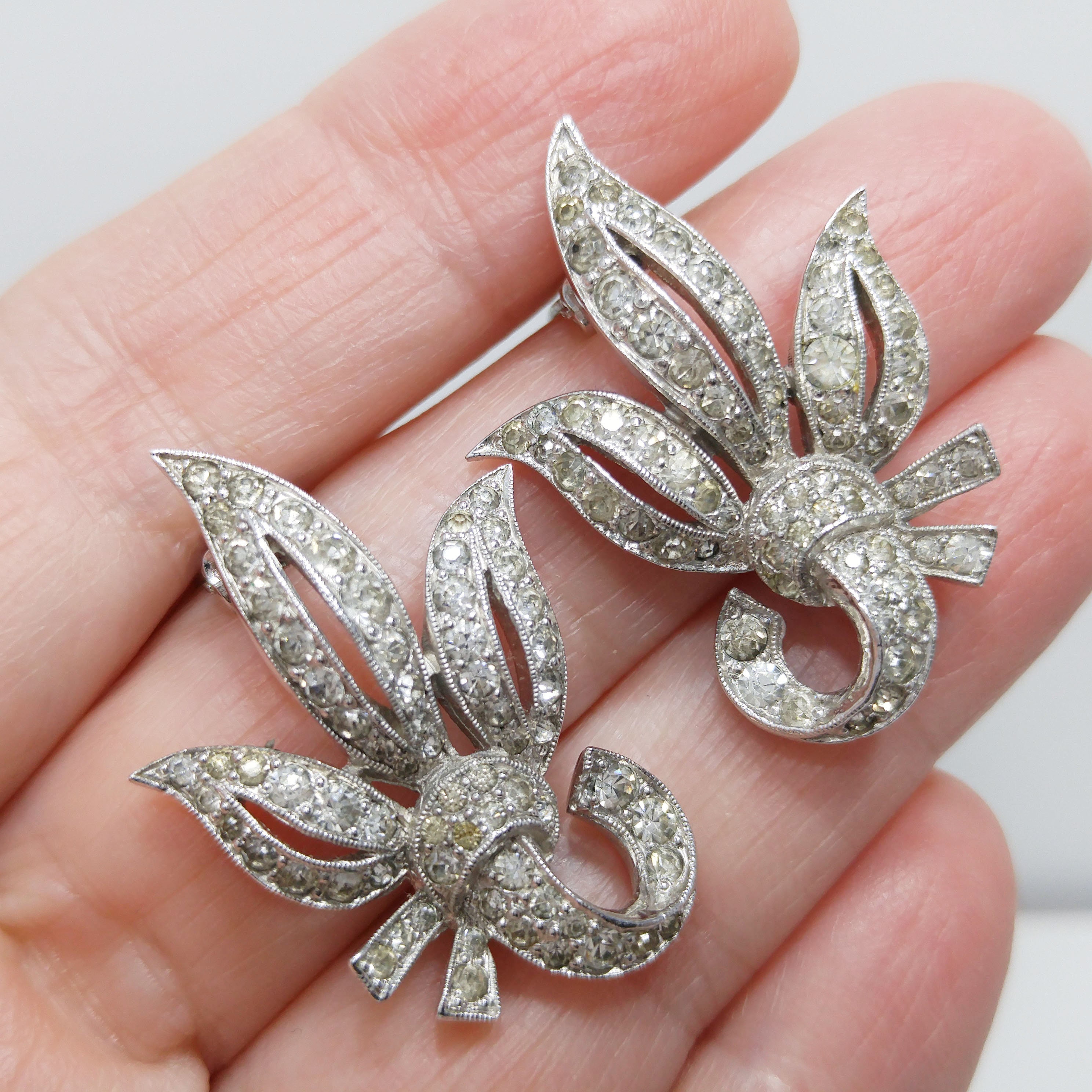 Panetta Wedding Rhinestone Bouquet Earrings, Rhodium Plated