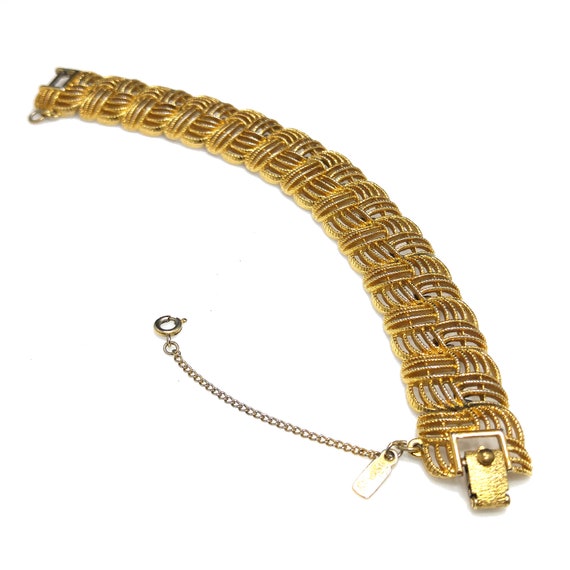 Monet "Golden Weave" Bracelet, Gold Plated, 1960s… - image 2