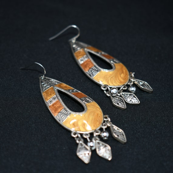 Berebi Large Enamel Pierced Earrings, Dangling Li… - image 7