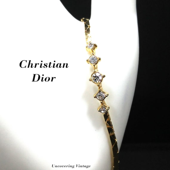 Christian Dior Clear Rhinestone Bracelet, Gold Pl… - image 1