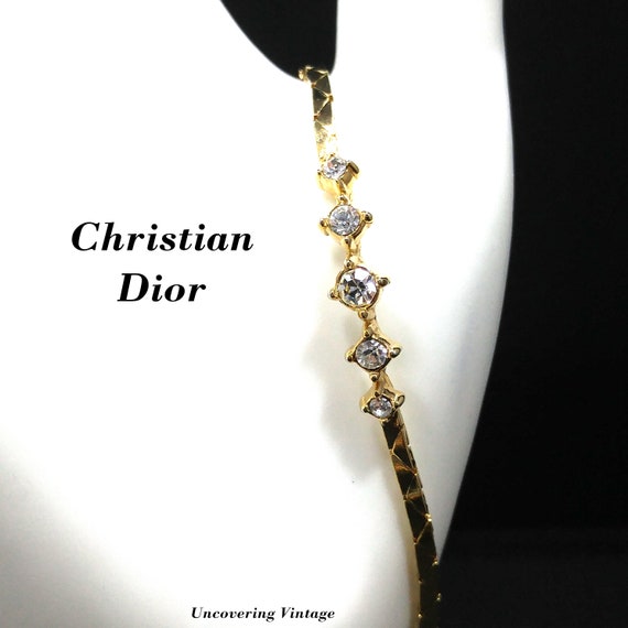 Christian Dior Clear Rhinestone Bracelet, Gold Pl… - image 1