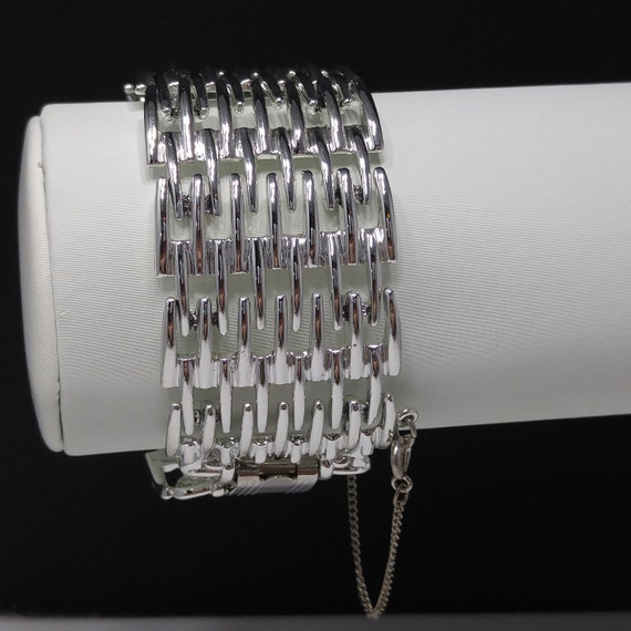 Judy Lee Wide Woven Metal Bracelet, Silver Tone, … - image 2
