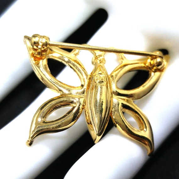 Swarovski Butterfly Swan Logo Small Brooch, Gold Plat… - Gem