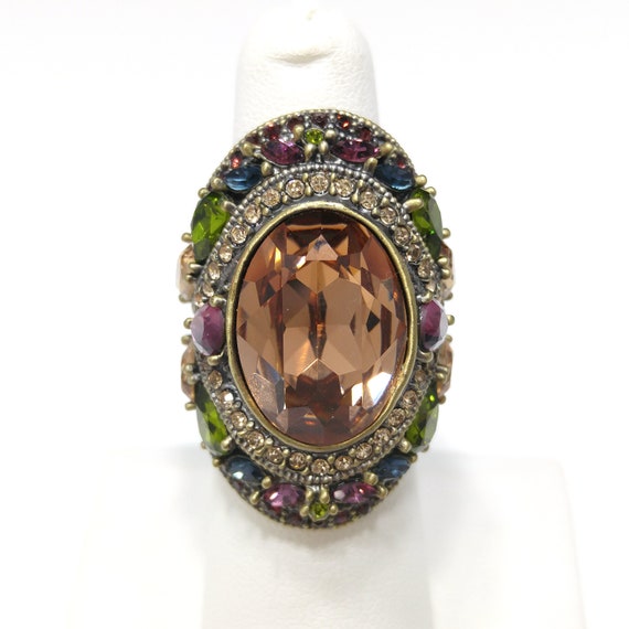 Heidi Daus Topaz Rhinestone Statement Ring, Green… - image 2