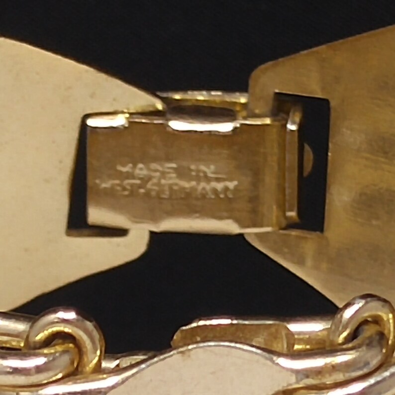 Gold Tone West Germany Wide Woven Bracelet 1950s Vintage Jewelry