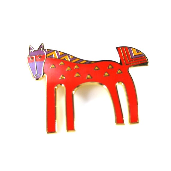 Laurel Burch "Inca" Red Horse Brooch, Cloisonné G… - image 10