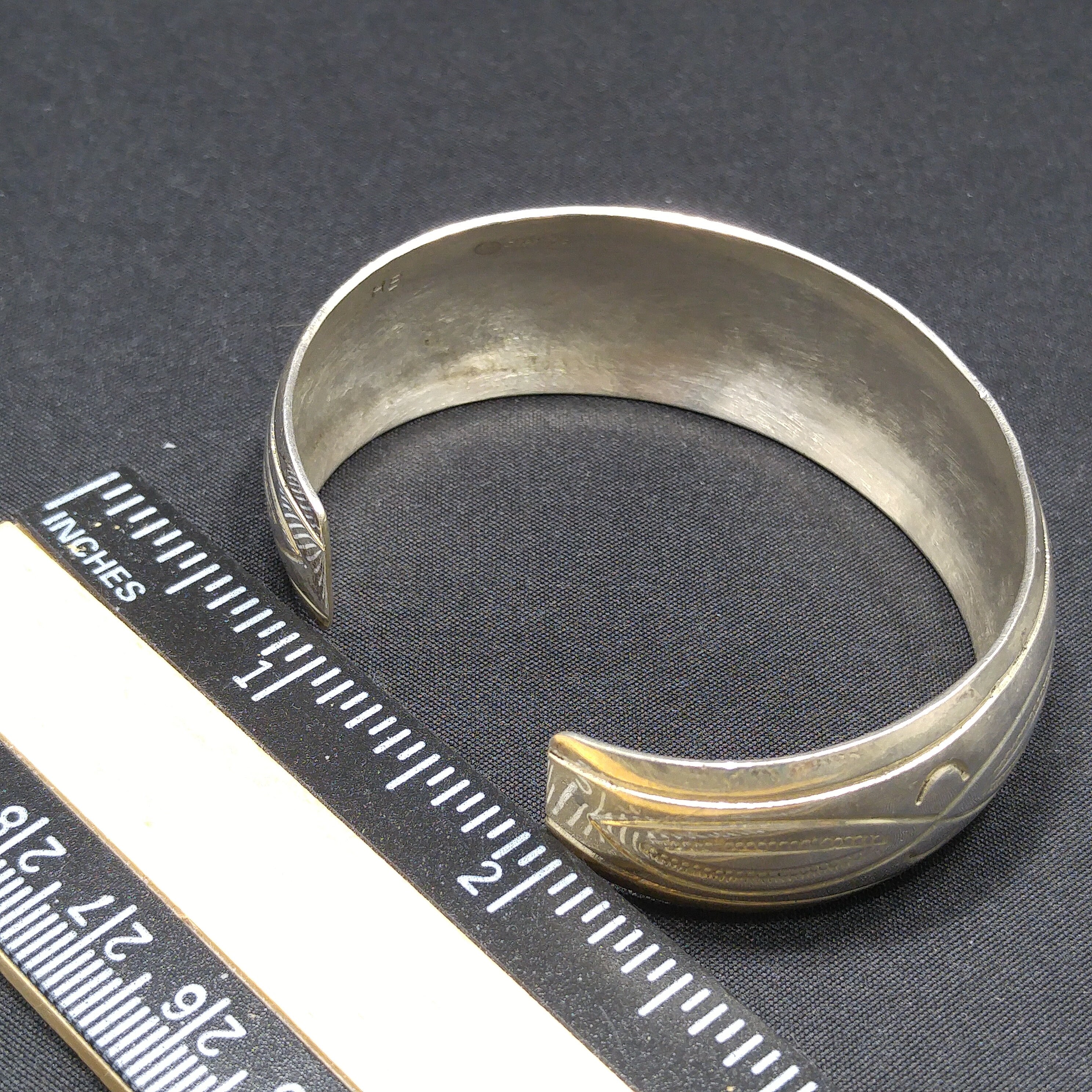 Sterling Silver HB Cuff Bracelet, Harvey Begay Navajo, 1970s