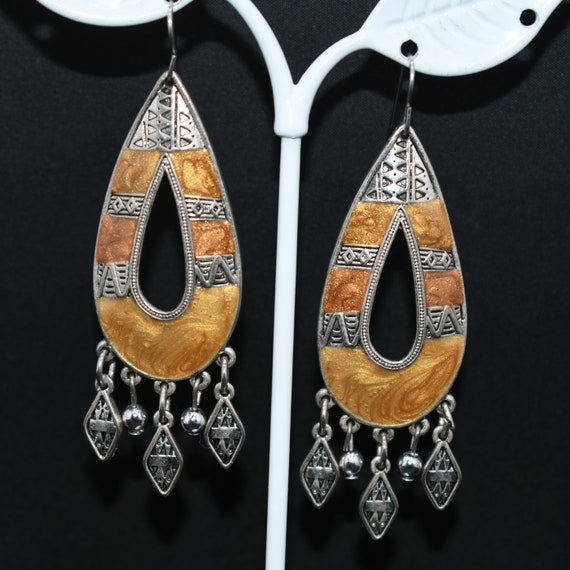 Berebi Large Enamel Pierced Earrings, Dangling Li… - image 1