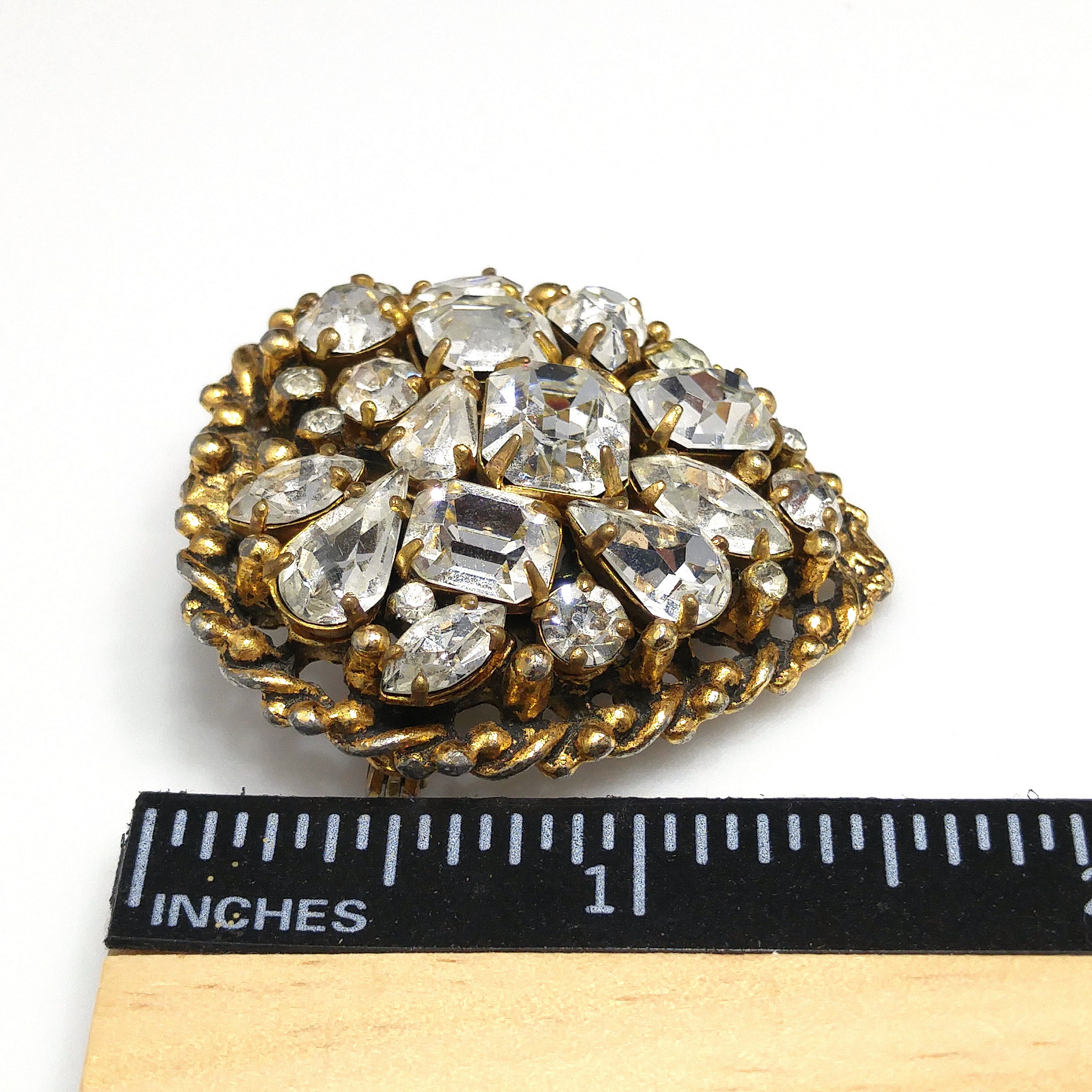 Barclay Clear Rhinestone Brooch, Gold Plated, 