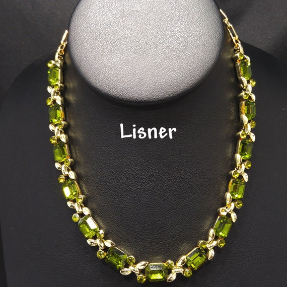 Lisner Green Rhinestone Choker Necklace 