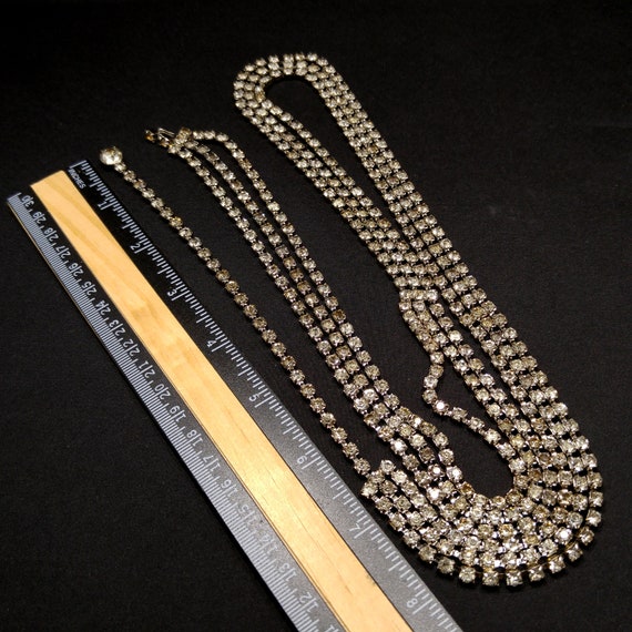 Clear Rhinestone Festoon Belt, Rhodium Plated, 1… - image 8