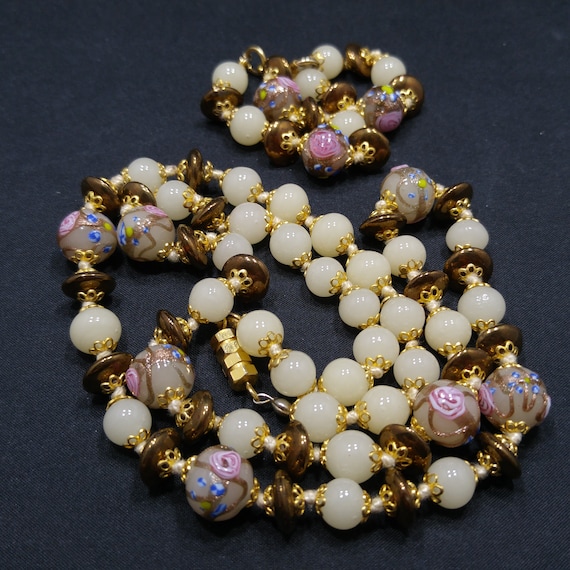 Wedding Cake Venetian Glass Beaded Necklace & Bra… - image 10