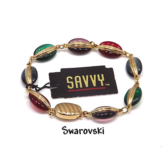 Swarovski Bracelet Multicolored Crystals, Gold Pl… - image 2