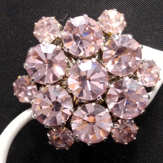Weiss Light Lavender Rhinestone Earrings, Rhodium… - image 3