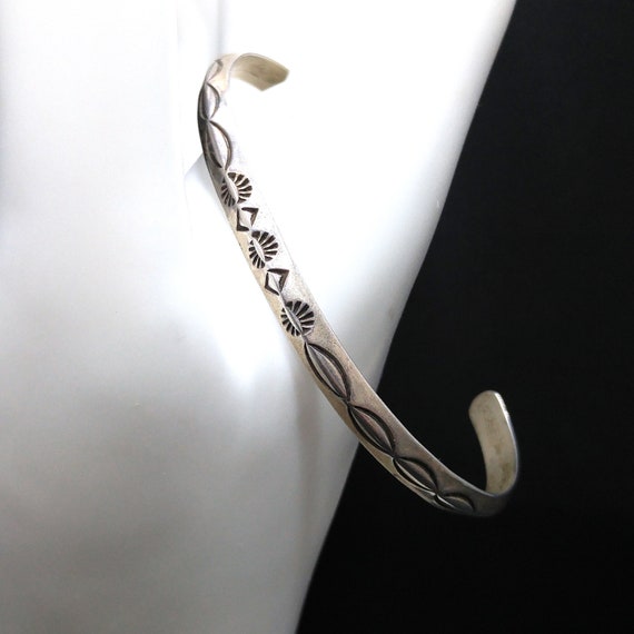 Erick Begay Sterling Silver Cuff Bracelet, Hand C… - image 10
