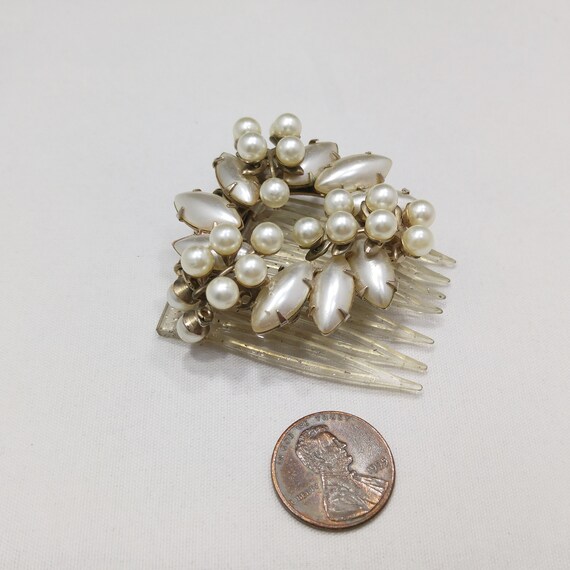 Faux Pearl Wedding Comb, Lucite Confetti Comb, 19… - image 3