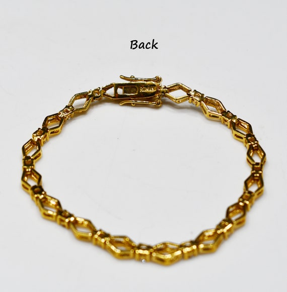 Roman Vintage Tennis Bracelet, Gold Plated, Clear… - image 8