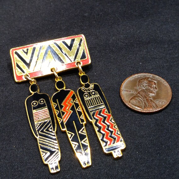 Laurel Burch "Tribal Spirit" Brooch, Dangles "Man… - image 6