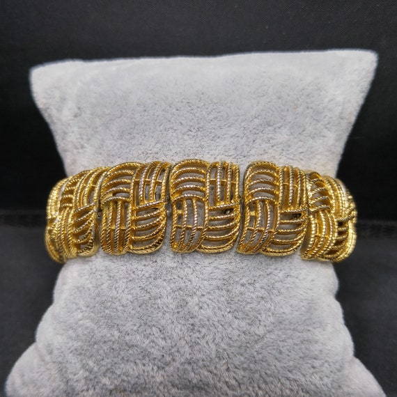 Monet "Golden Weave" Bracelet, Gold Plated, 1960s… - image 7