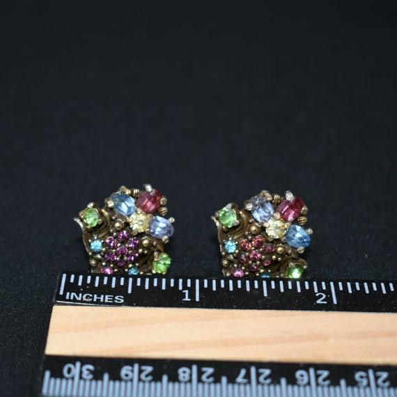 Hollycraft Pastel Rhinestone Earrings, Mid-Centur… - image 8