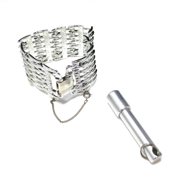 Judy Lee Wide Woven Metal Bracelet, Silver Tone, … - image 5