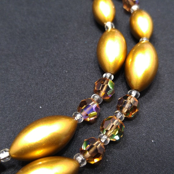 Mid Century Gold Pearled & Crystal Beaded Necklac… - image 10