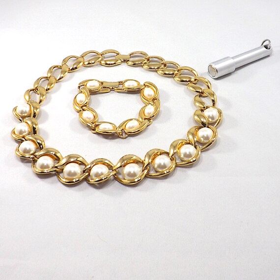 Vintage Napier Gold Plated Necklace, Gold Toned B… - image 2