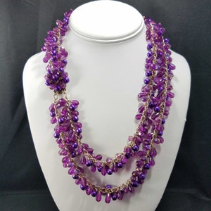 Western Germany Purple Gold Beaded Necklace, 1960s Vintage Jewelry image 4