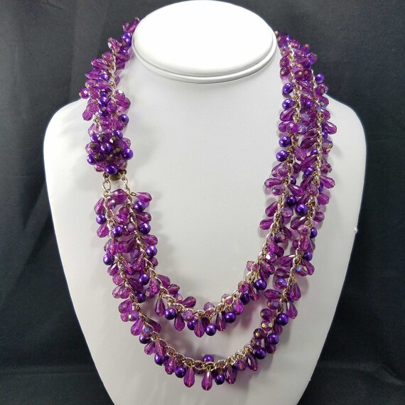 Western Germany Purple Gold Beaded Necklace, 1960… - image 4