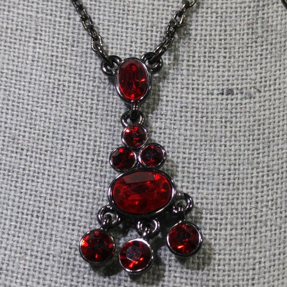 Givenchy Red Rhinestone Jewelry Set, Necklace Bra… - image 3