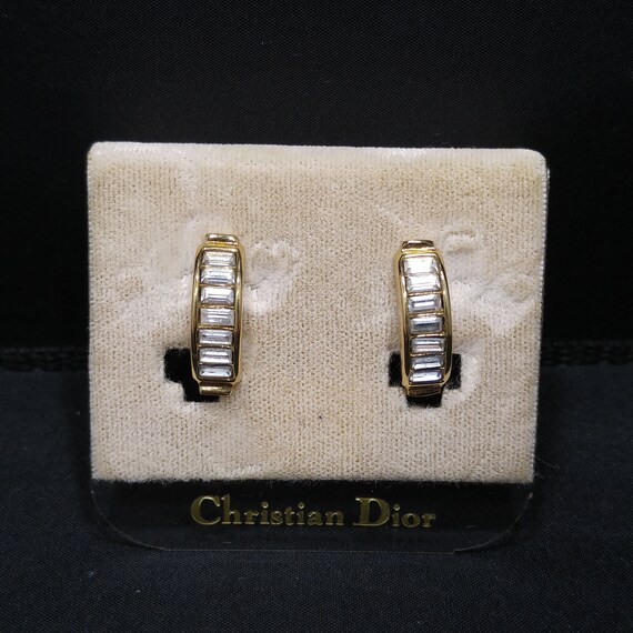Christian Dior Half Hoop Baguette Rhinestone Clip… - image 9
