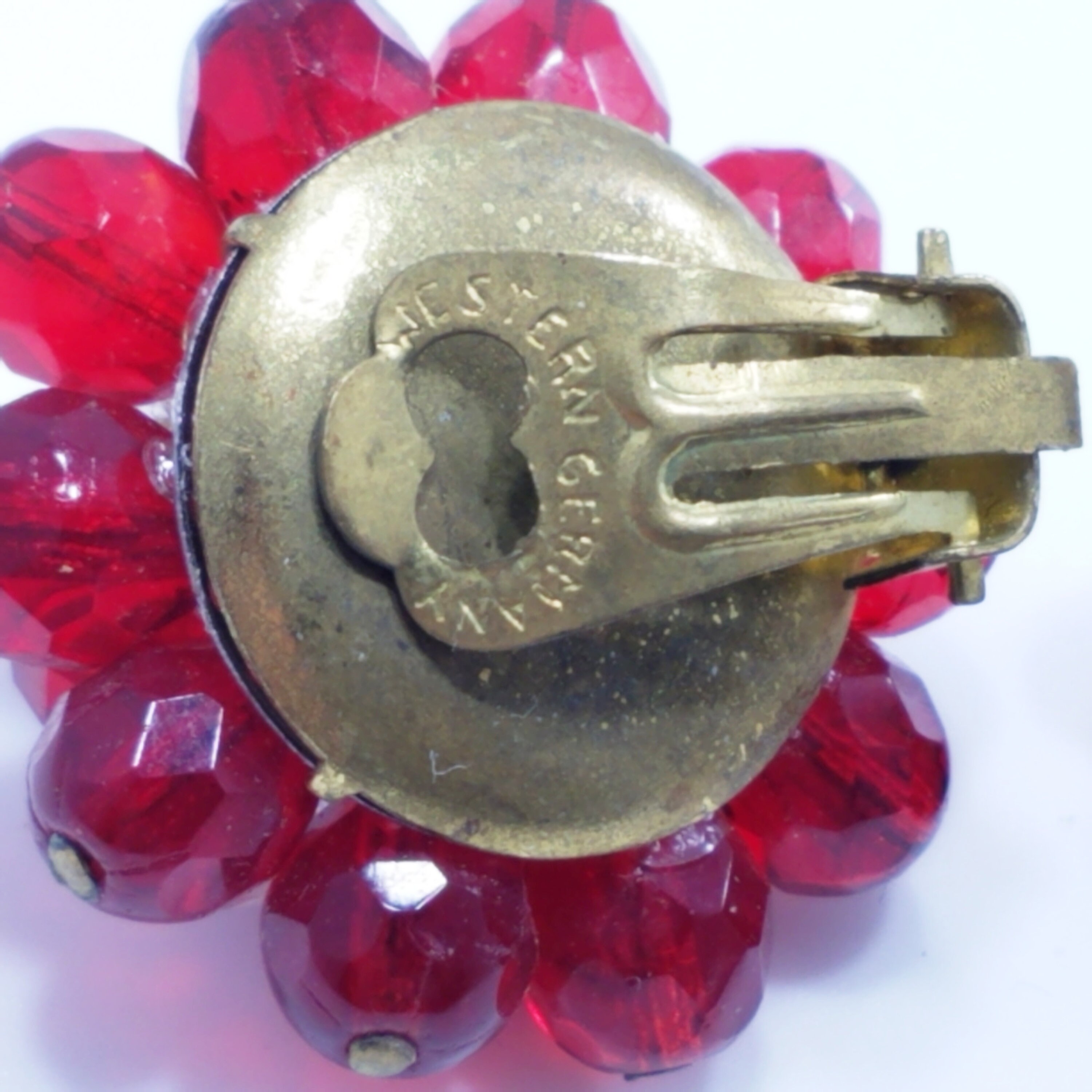 Western Germany Red Beaded Clip Earrings 1950s Vintage Etsy