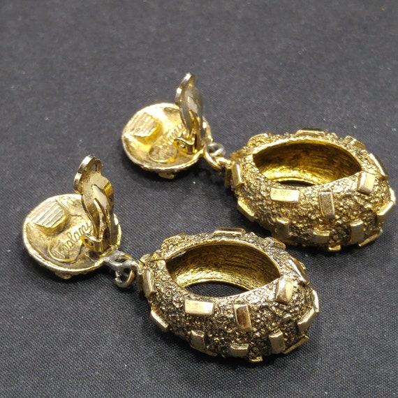 Tortolani Brutalist Dangle Earrings, Gold Plated,… - image 9