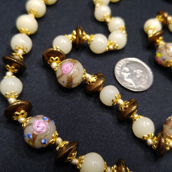Wedding Cake Venetian Glass Beaded Necklace & Bra… - image 7