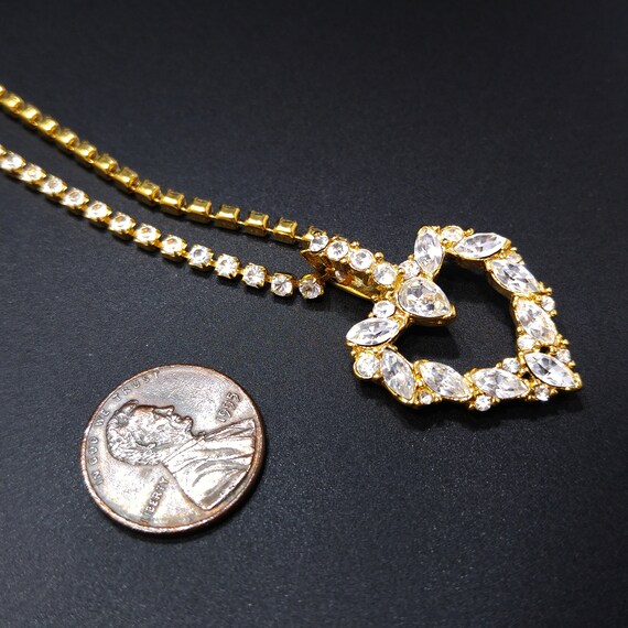 Monet Rhinestone Heart Necklace, Rhinestone Chain… - image 7